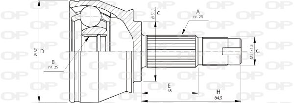 OPEN PARTS Šarnīru komplekts, Piedziņas vārpsta CVJ5709.10